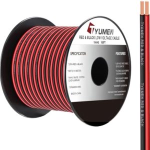 16 Gauge Wire 100FT, 16/2 AWG Red Black Hookup Electrical Wire LED Strips Extension Cord 12V/24V DC Cable, 16AWG 2 Conductors Flexible Wire for in-Home, Autos, Schools use